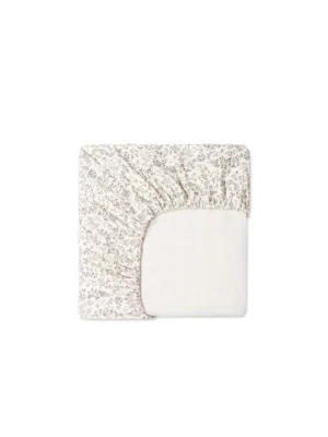 Organic Cotton Cot Sheet - Garden Bunnies Tofu