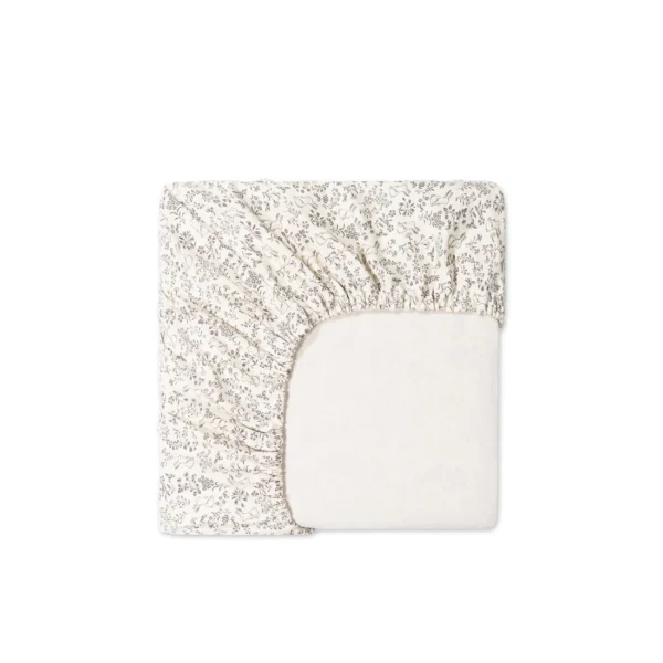 Organic Cotton Cot Sheet - Garden Bunnies Tofu