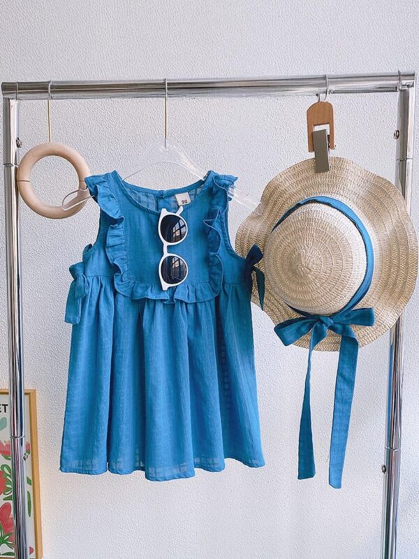 Girls Ruffles Detail Fit & Flare Dress With Hat