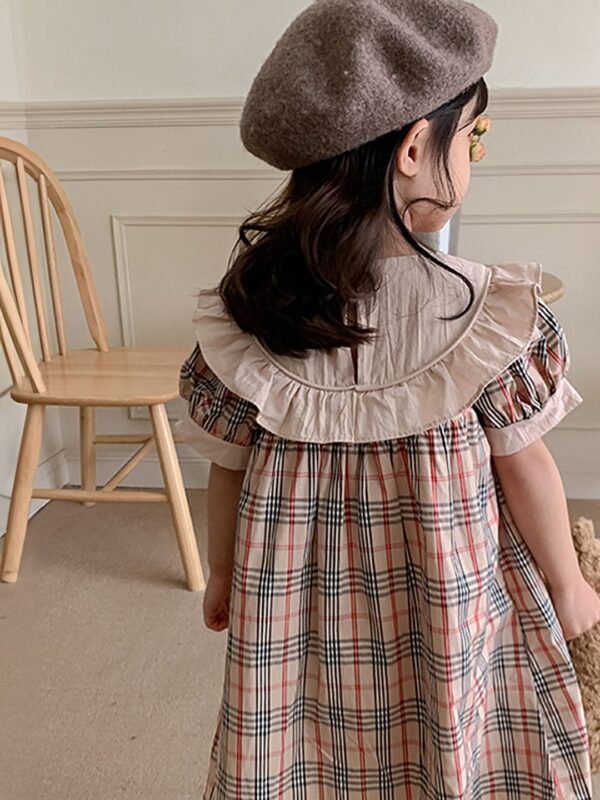 Girls Checked Cotton A-Line Dress