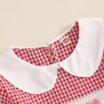 Toddler Baby Girls Valentine's Day Dress Heart Embroidery Plaid Long Sleeve
