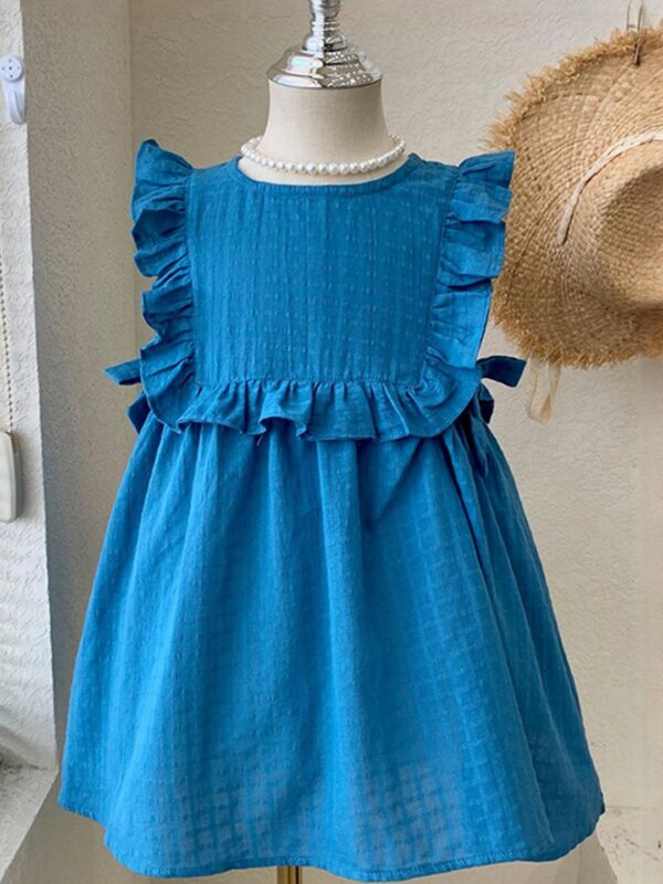 Girls Ruffles Detail Fit & Flare Dress With Hat