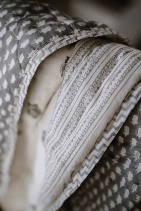 Owl Block Printed Baby Quilt