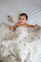 Owl Block Printed Baby Quilt