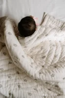 Owl Block Printed Baby Quilt