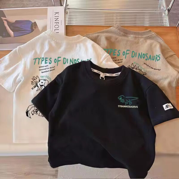 Summer Toddler Boys T-Shirt Cotton Dinosaur Little