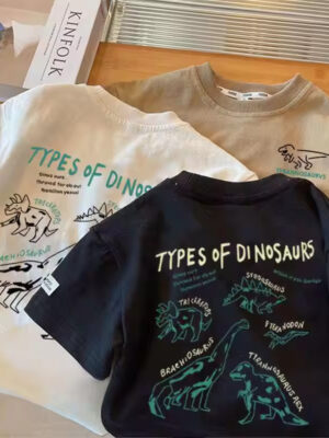 Summer Toddler Boys T-Shirt Cotton Dinosaur Little