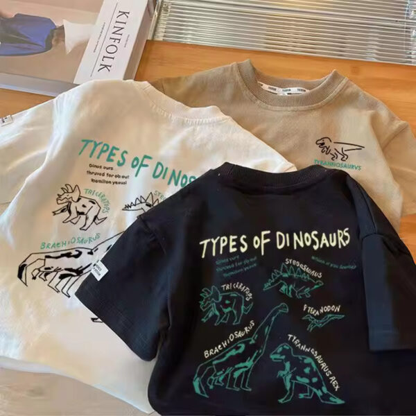 Summer Toddler Boys T-Shirt Cotton Dinosaur Little