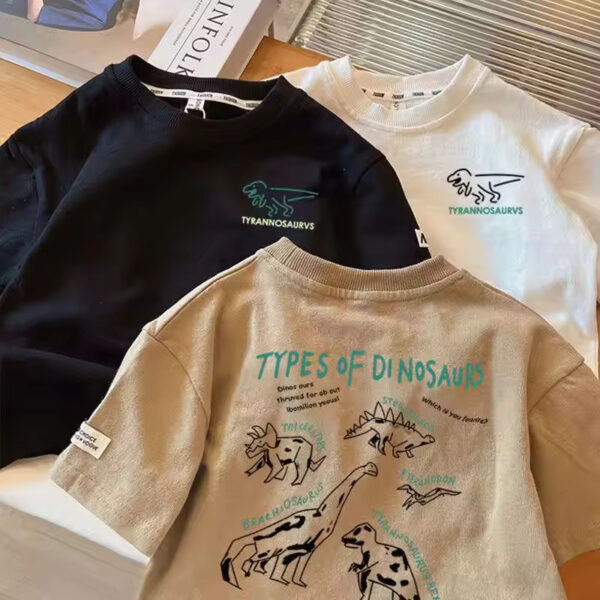 Summer Toddler Boys T-Shirt Cotton Dinosaur Little