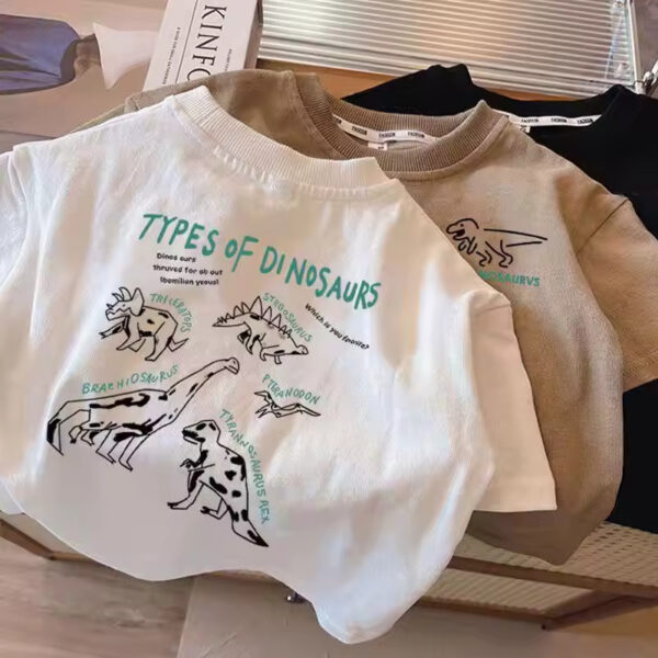 Summer Toddler Boys T-Shirt Cotton Dinosaur Little