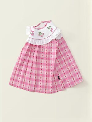 Girls Checked Cotton A-Line Dress