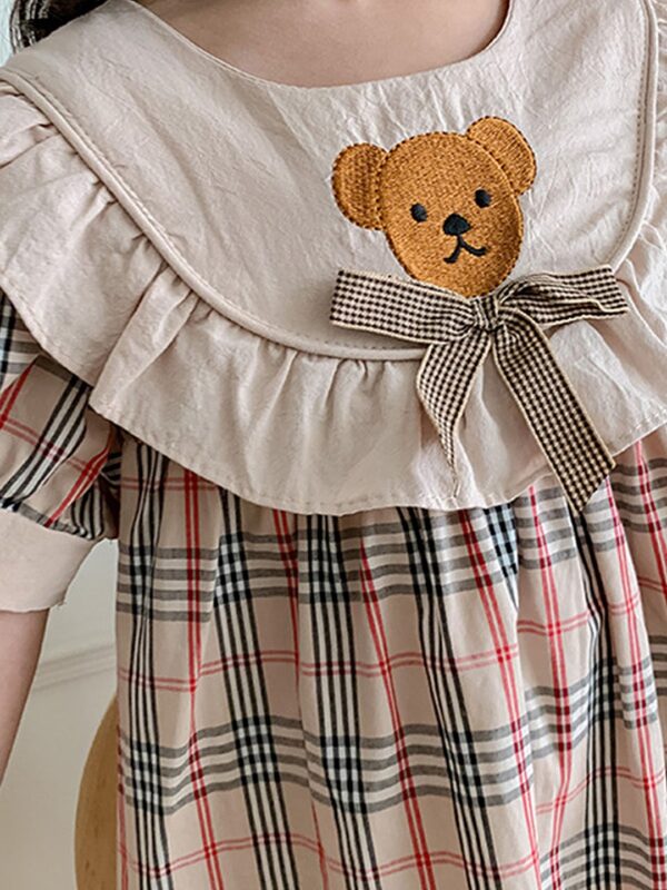 Girls Checked Cotton A-Line Dress